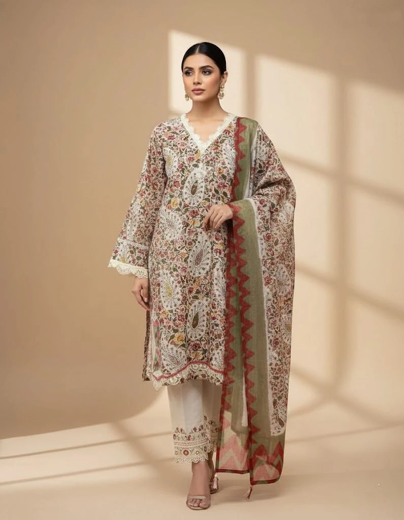 Exclusive Embroidered Three-Piece