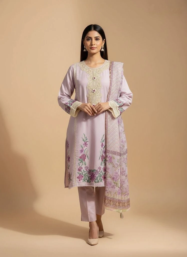 Exclusive Embroidered Three-Piece